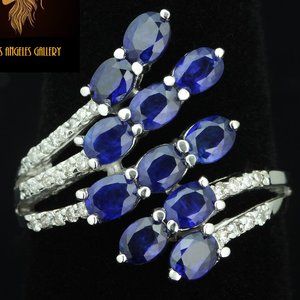 John C Rinker Ring / 4 CWT Diamond & AAA Ceylon Blue Sapphire / 14K gold